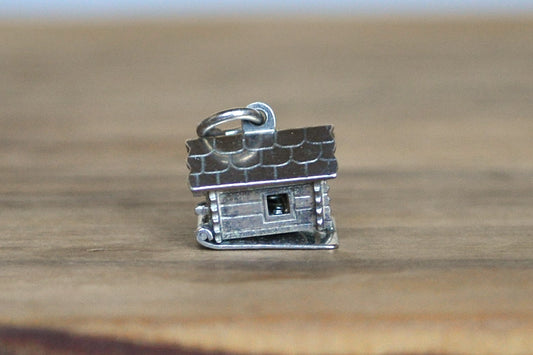 Continental Silver Moveable Cabin Charm - Stamped and Tested 800 Silver - Cauldron Inside Cabin - Witches Cabin - UK Silver