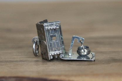 Continental Silver Moveable Cabin Charm - Stamped and Tested 800 Silver - Cauldron Inside Cabin - Witches Cabin - UK Silver