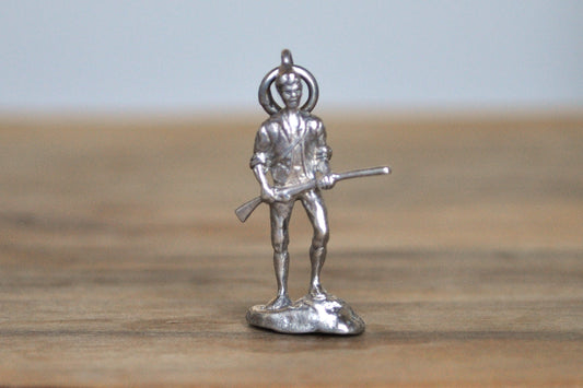Sterling Silver Danecraft Armed Minute Man Figurine Charm - Tested Sterling Silver - Revolutionary War Charm