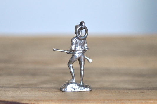 Sterling Silver Danecraft Armed Minute Man Figurine Charm - Tested Sterling Silver - Revolutionary War Charm