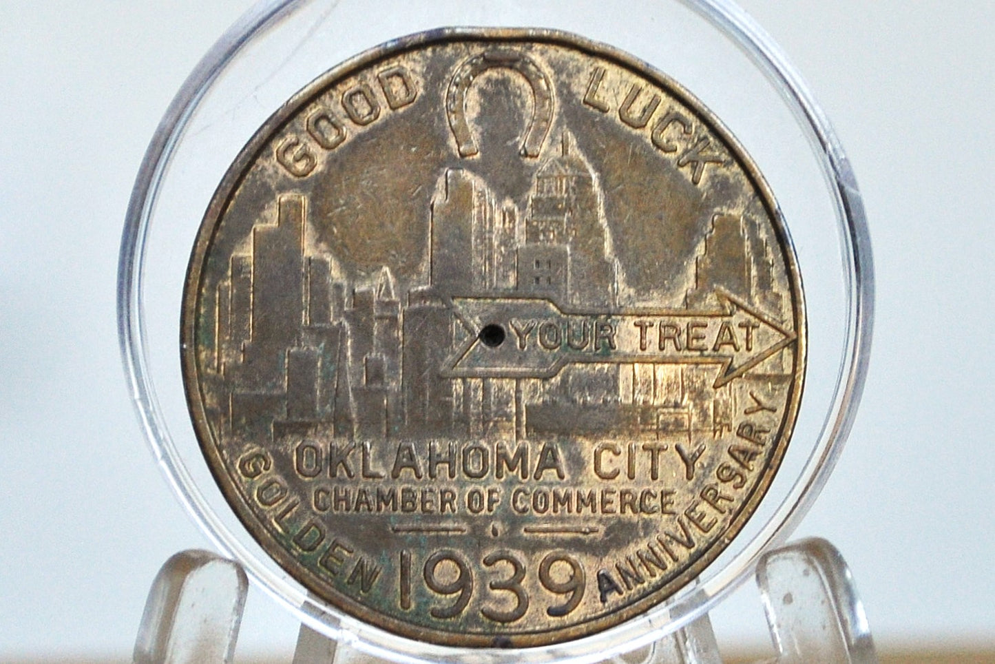 1939 Oklahoma City 50th Anniversary Good Luck Spinner Token - 50th Anniversary Goodluck Token from Oklahoma City