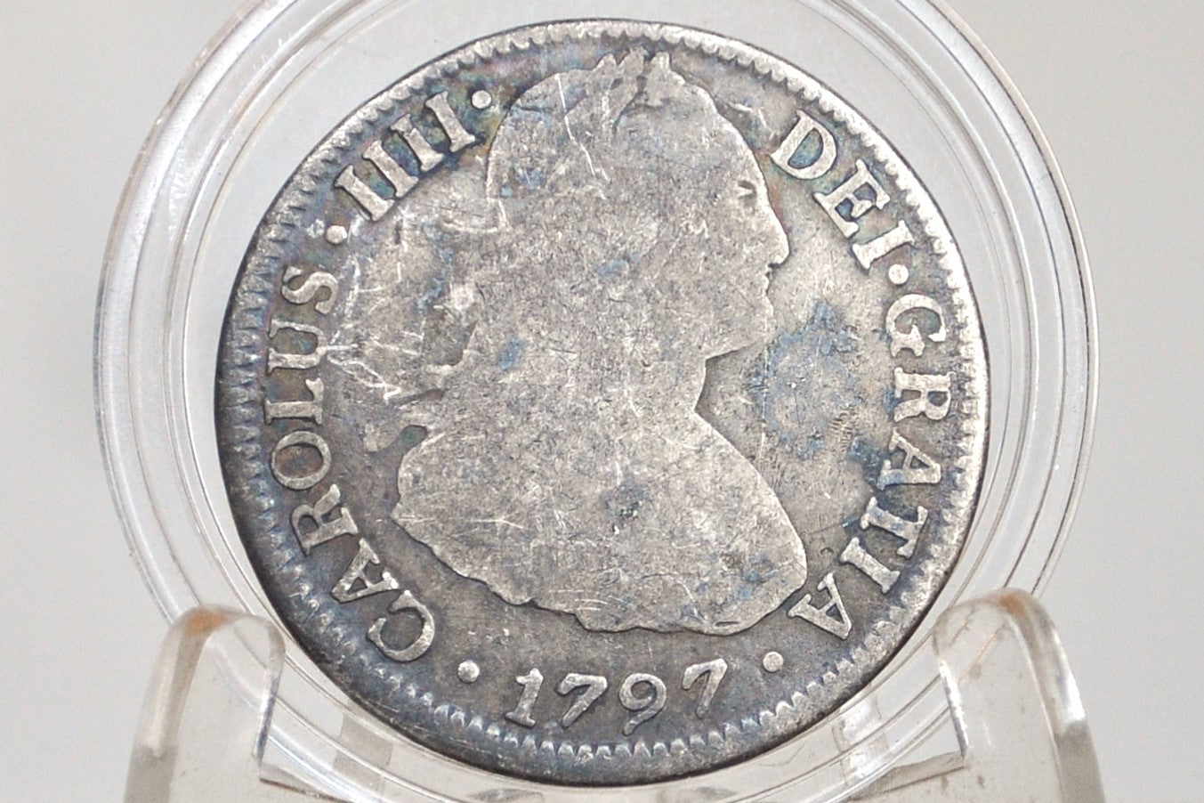 1797 Spanish 2 Reales, Mexico, Silver -  Affordable Coin - Spanish Silver Colonial Era Coin 1797 Two Reales - Pirate Coins (Copy)