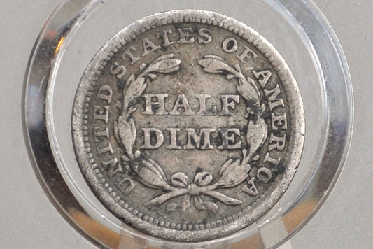 1857 Half Dime - F (Fine) - 1857 Seated Liberty Half Dime - Early American Coin - 1857 Silver Half Dime Liberty Seated