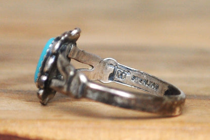 Bell Trading Post Sterling Silver Skinny Oval Turquoise Stone Ring - Size 6 - Stamped and Tested Sterling Silver - Authentic Native American Jewelry