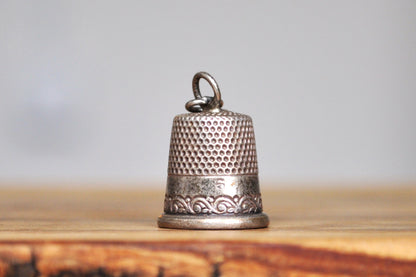 Sterling Silver Danecraft Thimble Charm - Size 6 - Lower Floral Vine Design - Chip at Top
