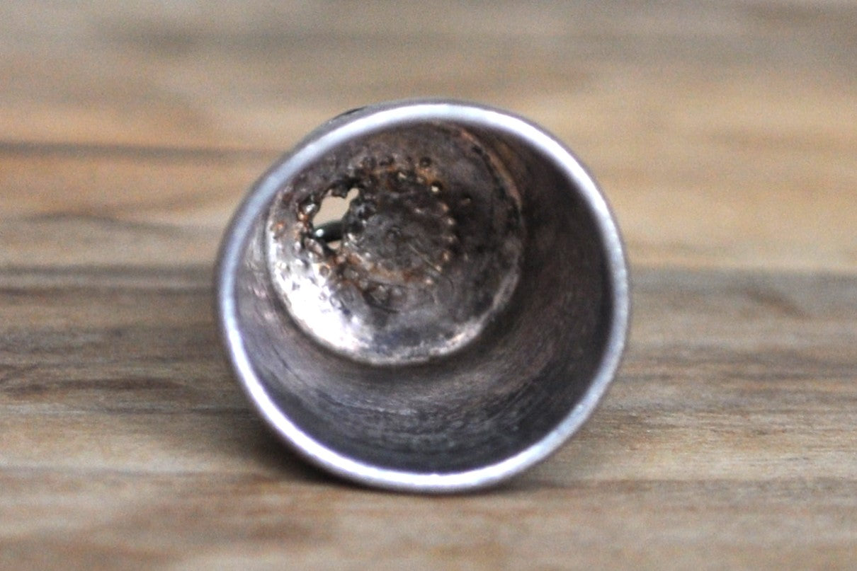 Sterling Silver Danecraft Thimble Charm - Size 6 - Lower Floral Vine Design - Chip at Top