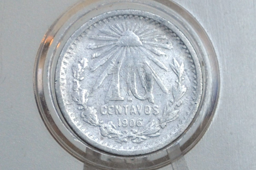 Silver 1906 Mexican 10 Centavos - F/VF, Great Condition - Mexico City Mint - Mexican Coins - 1900s Mexico - Beautiful Coin -