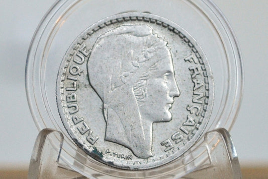 1949 French 10 Franc Coin - AU Condition - Small Head - 1940s Ten Franc - Fourth Republic of France Franc -