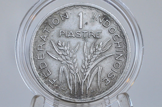 Rare 1947 French Indo-China 1 Piastre - AU Grade / Condition, Only 250k Minted - Indo-Chine Francaise 1947 -