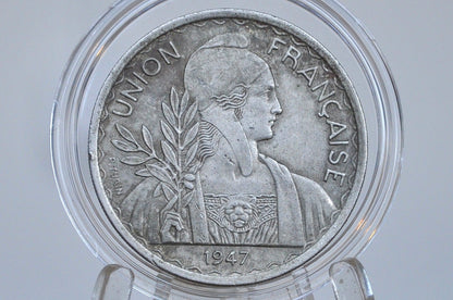 Rare 1947 French Indo-China 1 Piastre - AU Grade / Condition, Only 250k Minted - Indo-Chine Francaise 1947 -