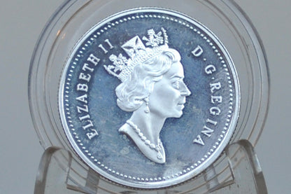 1995 Canadian Silver Half Dollar, Cameo Proof - Whooping Crane - 92.5% Silver Half Dollar Canada 1995 Crane