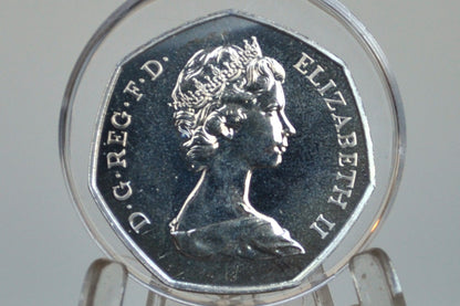 1973 9 Clasped Hands 50 Pence, Proof Strike, Low Mintage - European Economic Community Commemorative British 50p Coin 1973 - Queen Elizabeth The Second