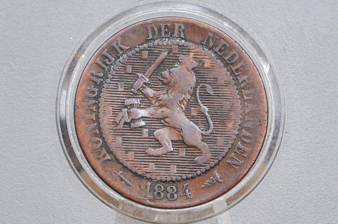 1884 Netherlands 2 1/2 Cent Coin - Great Condition - William III - Old Netherlands Coins -