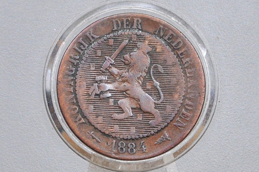 1884 Netherlands 2 1/2 Cent Coin - Great Condition - William III - Old Netherlands Coins -