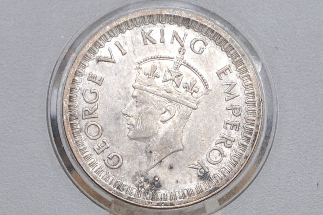 Silver India One Half Rupee 1945 - XF+ Condition, Beautiful Coin - 1945 British Issue India 1/2 Rupee - High Grade, Great Coin -