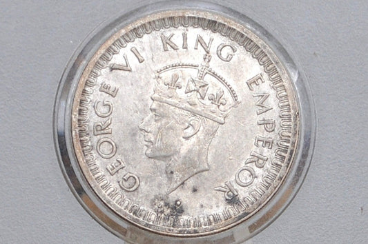 Silver India One Half Rupee 1945 - XF+ Condition, Beautiful Coin - 1945 British Issue India 1/2 Rupee - High Grade, Great Coin -