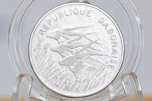 Rare 1972 Gabon 100 Francs - Great Condition - Eland Antelope Obverse - Animal Coins - Unique African Coins -