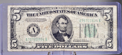 1934-A Federal Reserve 5 Dollar Note - Choice of Grade and Bank Issue - 1934 A US Five Dollar Bill - Fr.1957A Fr.1957B Fr.1957C