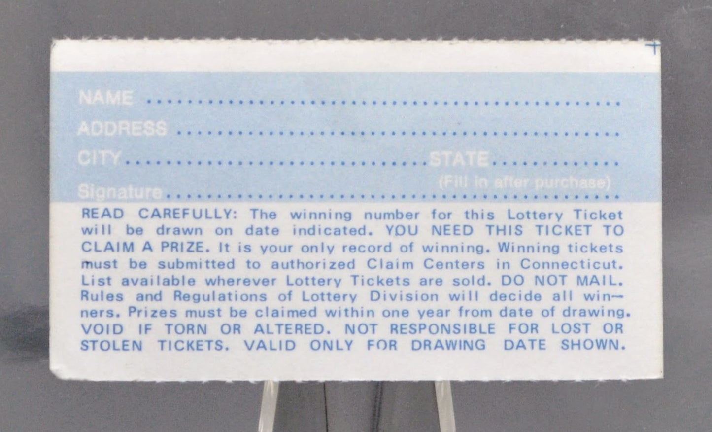 1972 First Issue 50 Cent Connecticut State Lottery Ticket - First or Later Issue - Rare Commemorative Connecticut Lottery Ticket 1972
