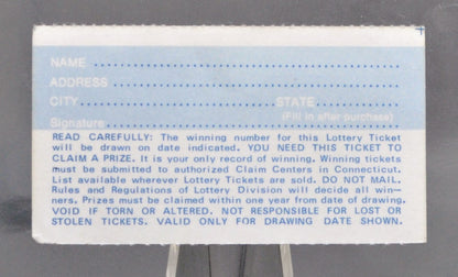 1972 First Issue 50 Cent Connecticut State Lottery Ticket - First or Later Issue - Rare Commemorative Connecticut Lottery Ticket 1972