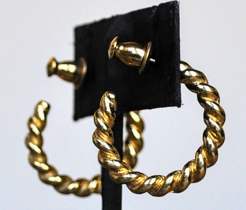 Stunning Monet Goldtone Twisted Hoop Earrings - Small Pierced Hoop Earrings - Vintage Monet Signed Braided Hoop Earrings