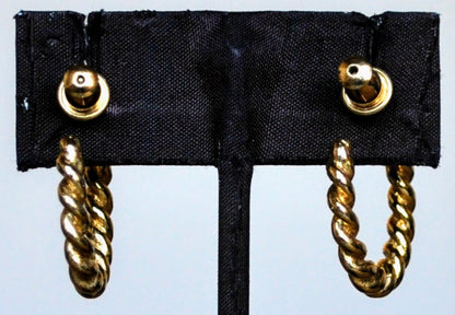 Stunning Monet Goldtone Twisted Hoop Earrings - Small Pierced Hoop Earrings - Vintage Monet Signed Braided Hoop Earrings