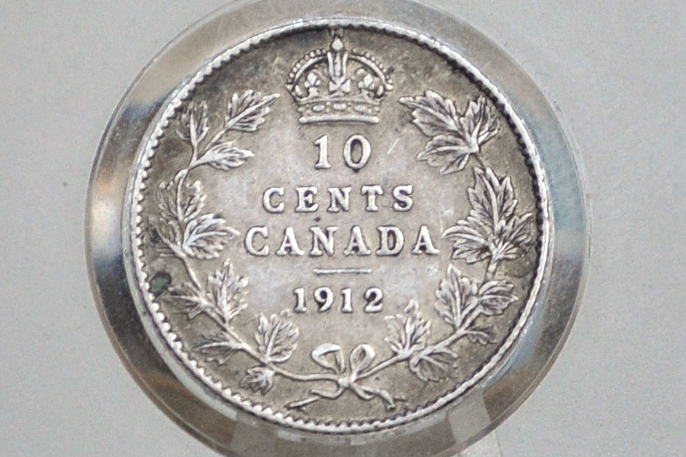 1912 Canadian Silver 10 Cent Coin - XF (Extremely Fine) Condition - King George - Canada 10 Cent Sterling Silver 1912 Canada