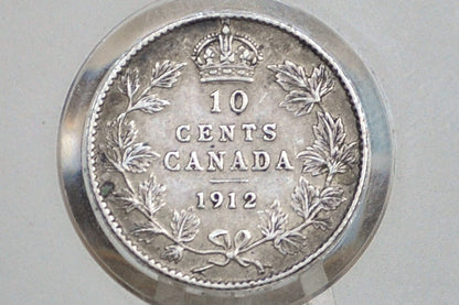 1912 Canadian Silver 10 Cent Coin - XF (Extremely Fine) Condition - King George - Canada 10 Cent Sterling Silver 1912 Canada
