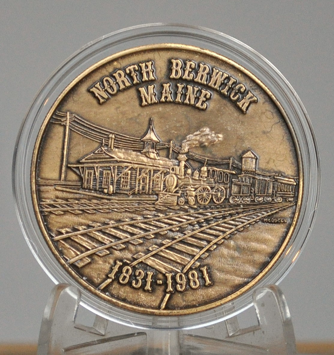 1981 North Berwick, Maine 150th Bronze Medallion - Home of the Hussey Plow Maine Anniversary Medal