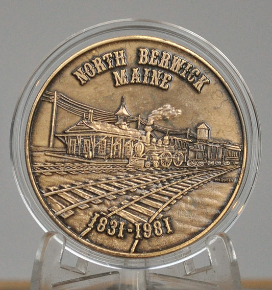 1981 North Berwick, Maine 150th Bronze Medallion - Home of the Hussey Plow Maine Anniversary Medal