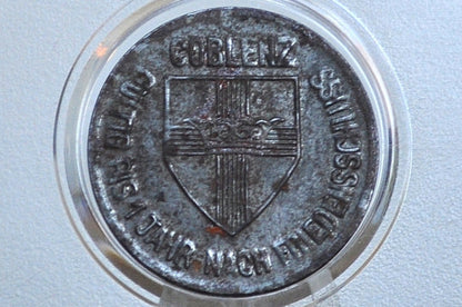 1918 City of Coblenz 10 Pfennig  - Great Condition - Prussian Rhine Emergency Coinage - German Weimar Republic -