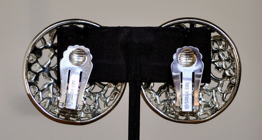 Stunning Sarah Coventry Silvertone Frozen Lace Clip-On Earrings - 1955 Frozen Lace Series - Vintage 1950s Sarah Cov Silver Filigree Earrings