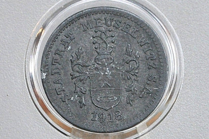 Rarer 1918 Meuselwitz 10 Pfennig  - Great Condition - Emergency Coinage - German Weimar Republic -