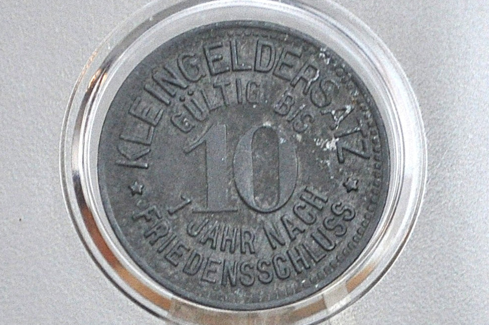 Rarer 1918 Meuselwitz 10 Pfennig  - Great Condition - Emergency Coinage - German Weimar Republic -