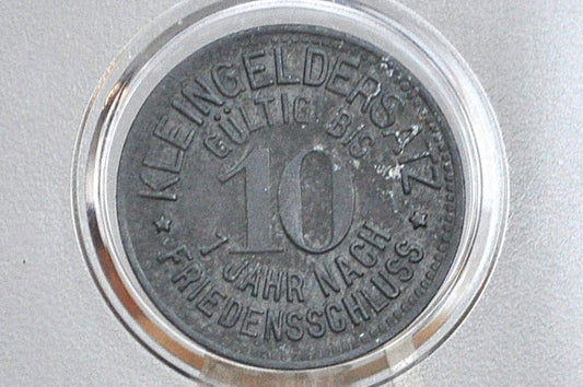 Rarer 1918 Meuselwitz 10 Pfennig  - Great Condition - Emergency Coinage - German Weimar Republic -