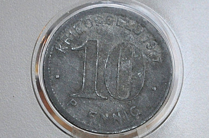 Rarer 1917 Elberfeld 10 Pfennig  - Great Condition - Prussian Emergency Coinage - Prussian Rhine -