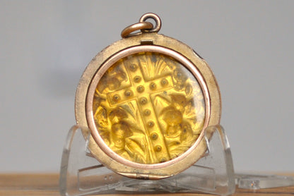 Gold Filled Lily Flower Cross Pendant - Tested Gold Filled - Crucifix/Cross Jewelry - Cubic Zirconia - Missing Piece