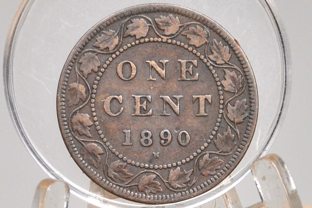 1890 Canadian Cent - Better Date, VF Grade / Condition - Queen Victoria - One Cent Canada 1890 Large Cent - Canada 1890 One Cent