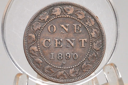 1890 Canadian Cent - Better Date, VF Grade / Condition - Queen Victoria - One Cent Canada 1890 Large Cent - Canada 1890 One Cent