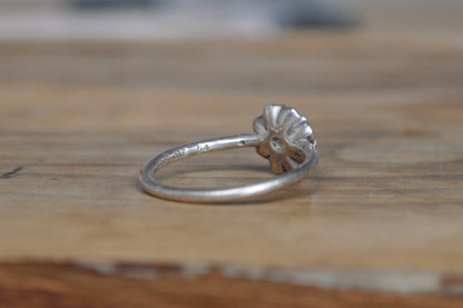 Pandora Silver Cream Enamel Blooming Dahlia Ring - Size 7 - Signed Pandora - Stamped and Tested Sterling Silver - Retired Pandora Jewelry