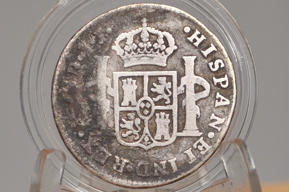 1794 Spanish 2 Reales, Silver - Spanish Silver Colonial Era Coin 1794 Two Reales - Pirate Coins