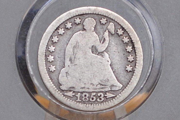 1853 Half Dime - G - 1853 Seated Liberty Half Dime - Early American Coin - 1853 Silver Half Dime Liberty Seated