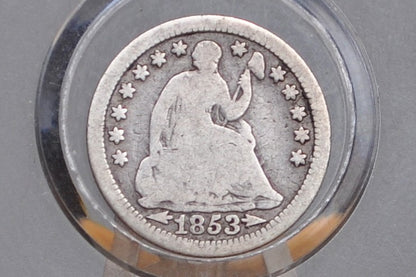 1853 Half Dime - G - 1853 Seated Liberty Half Dime - Early American Coin - 1853 Silver Half Dime Liberty Seated