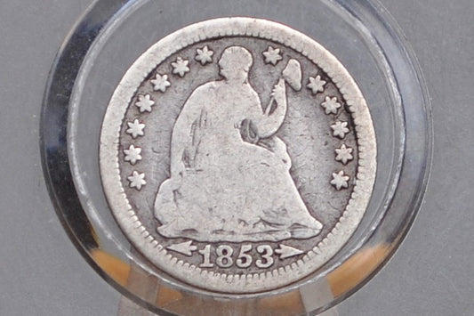1853 Half Dime - G - 1853 Seated Liberty Half Dime - Early American Coin - 1853 Silver Half Dime Liberty Seated