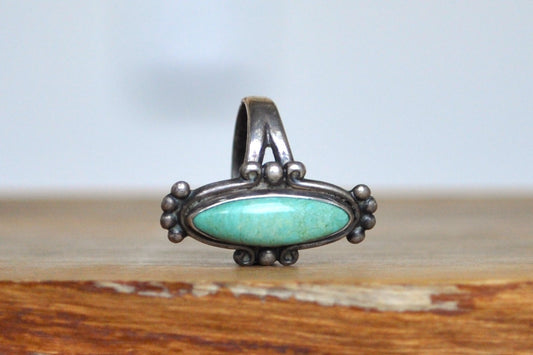 Bell Trading Post Sterling Silver Slender Oval Turquoise Stone Ring - Size 6.5 - Stamped and Tested Sterling Silver - Authentic Native American Jewelry