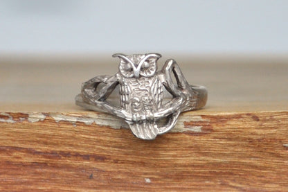 Sterling Silver Owl Charm - Size 7 - Stamped and Tested Sterling Silver - Ring of Wisdom - Athena's Ring