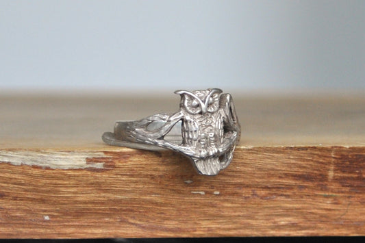 Sterling Silver Owl Charm - Size 7 - Stamped and Tested Sterling Silver - Ring of Wisdom - Athena's Ring