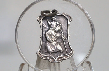 Sterling Silver St Christopher Medal - Tested Sterling Silver - Catholic Call a Priest Medal - French Religious Charms