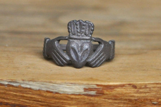 Antique Irish Claddagh Ring - Size 4 - Stamped and Tested Sterling Silver - Symbolic Irish Ring