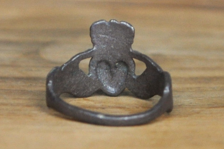 Antique Irish Claddagh Ring - Size 4 - Stamped and Tested Sterling Silver - Symbolic Irish Ring